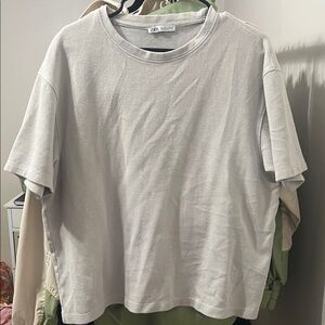 Zara Soft Gray Crew Neck Tee